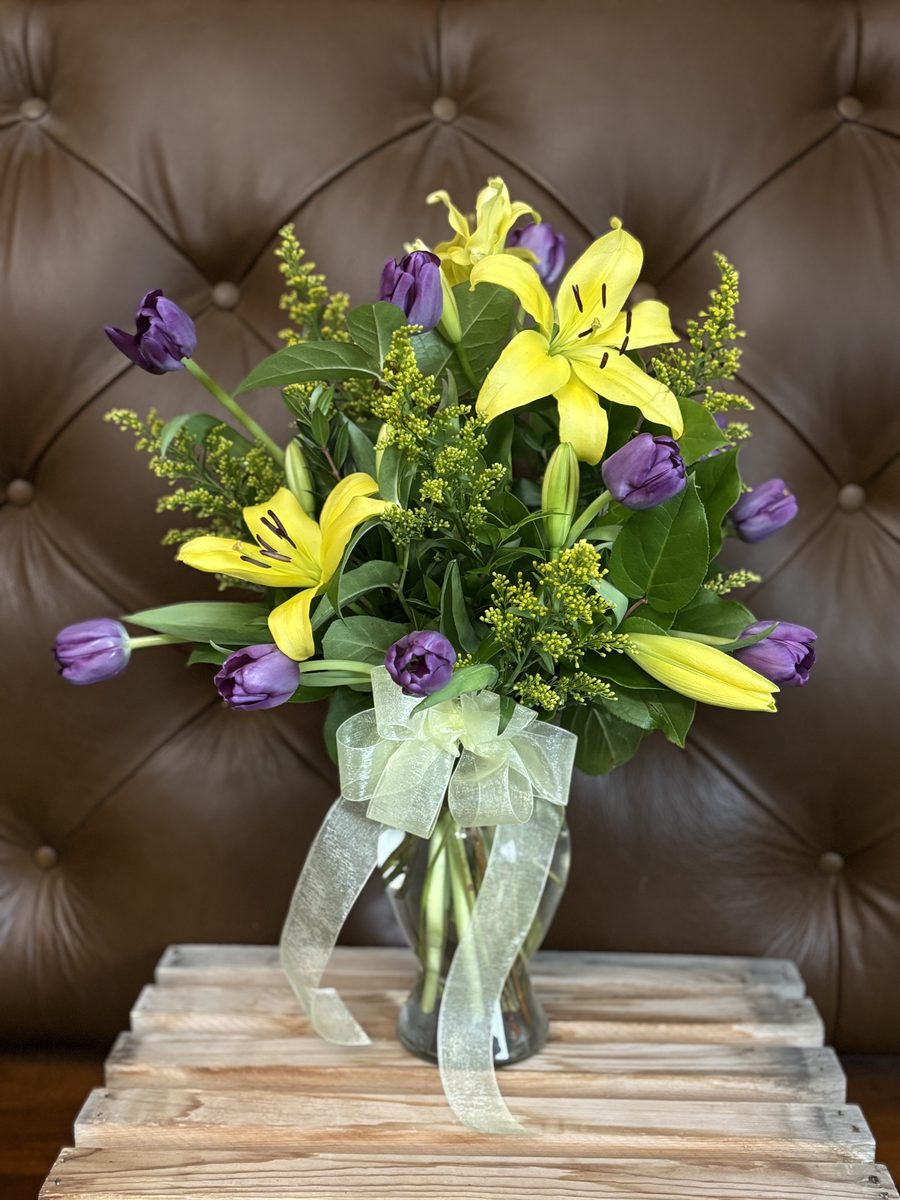 Sympathy Vase - Mixed flower sympathy arrangement in a vase