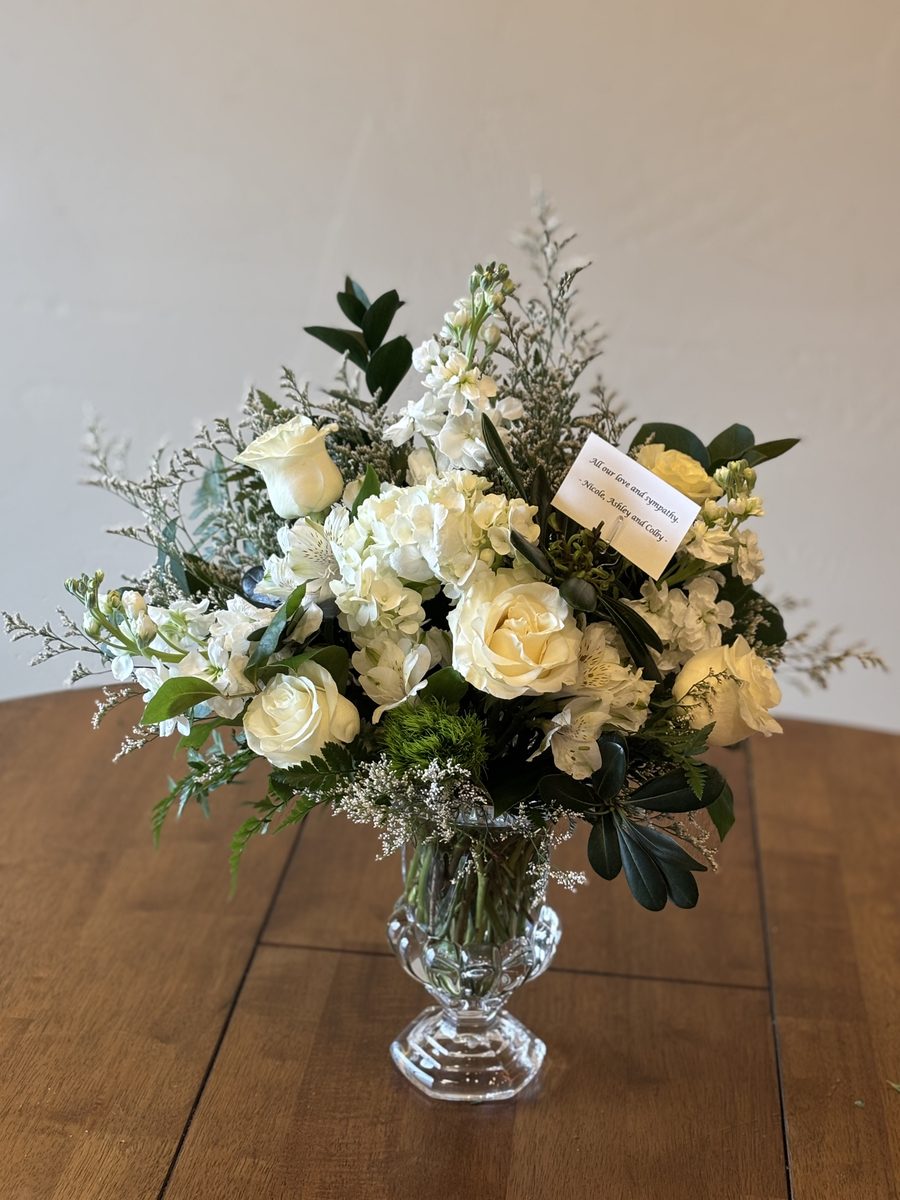 Sympathy Vase - Delicate arrangement with soft tones